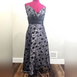Black lace/ Grey Satin formal dress